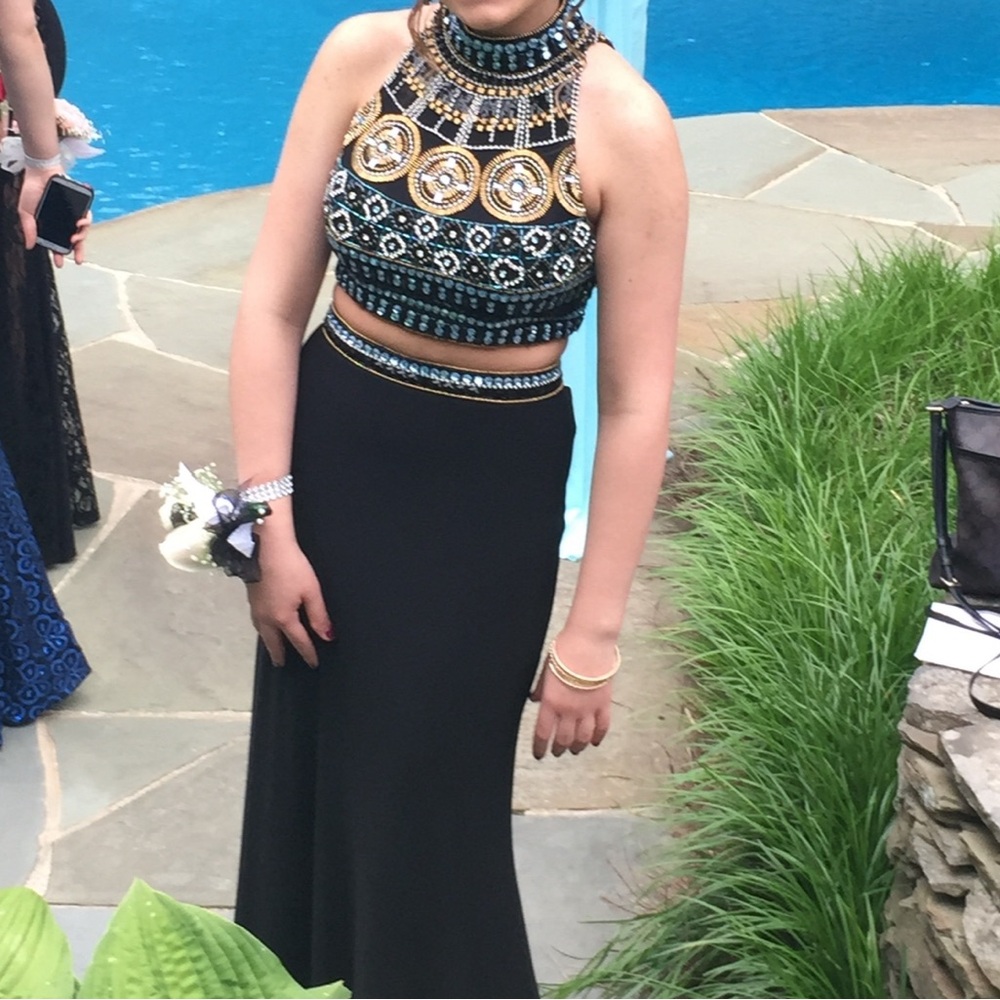 Elegant Black and Gold Women's Dress